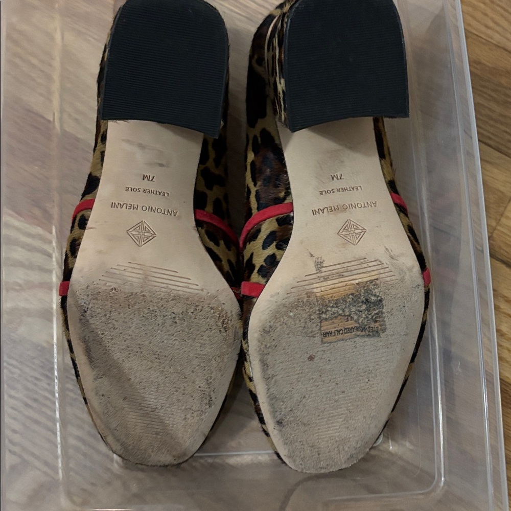 ANTONIO MELANI Leopard Print Block Heel Loafers with Pink Bow - Picture 8 of 11